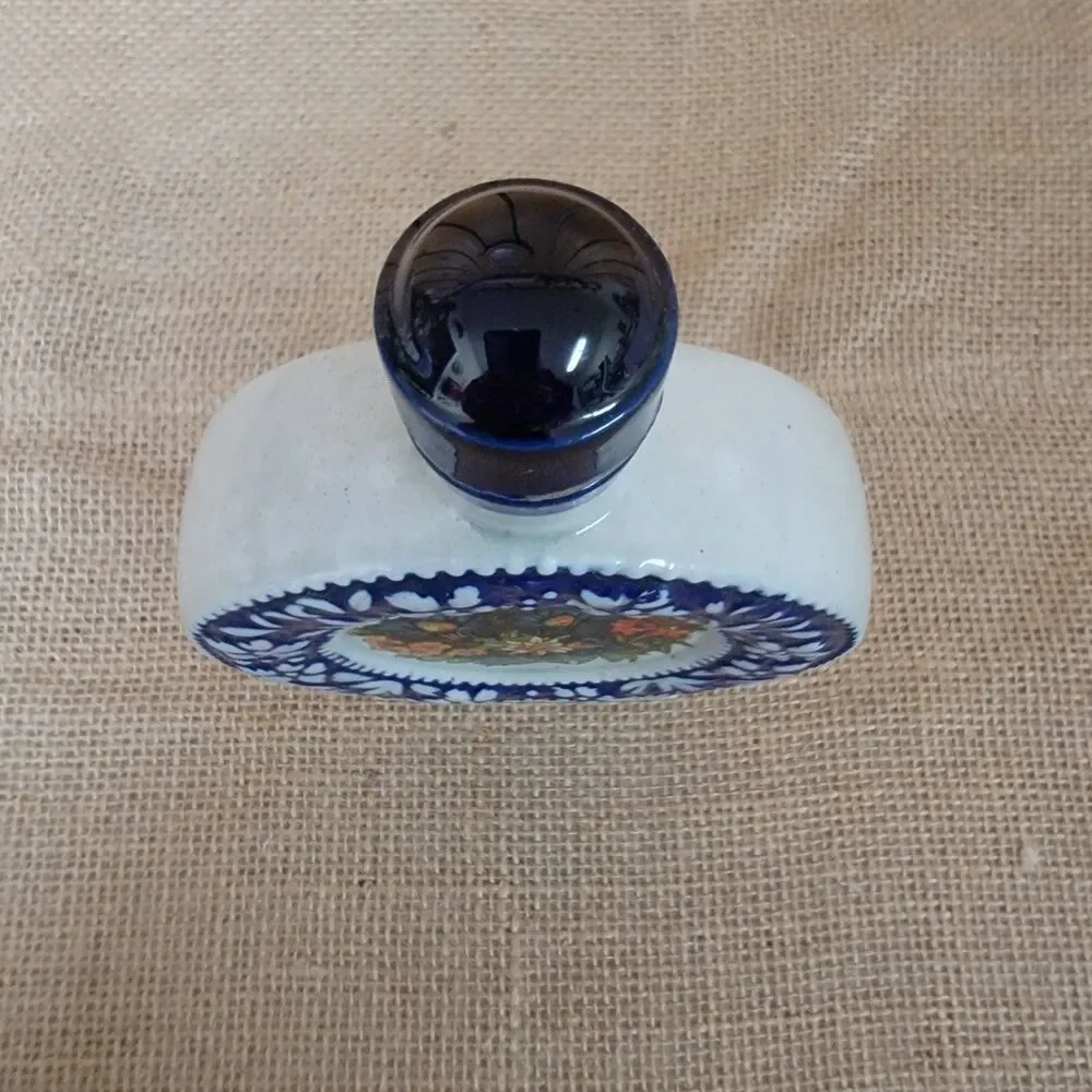 Vintage Hand Painted Deutsches Erzeugnis German Spirits Bottle w/cork and label